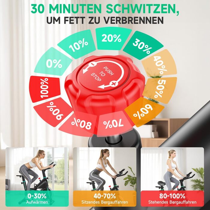 Оновлено 2026 Велотренажер, тихий домашній велоергометр DMASUN з опором 0-100, дисплеєм та тримачем для планшета, кардіотренувальний велотренажер для приміщень із зручним сидінням, до 160 кг Оновлено - зелений