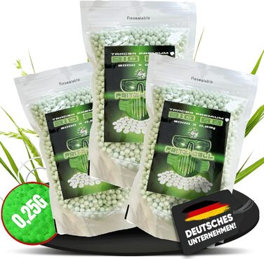 Кульки BBS Bio Tracer Airsoft Softair, упаковки 2000, тактичні, 6 мм, круглі, для пневматичної зброї, 0,25 г, 3 x 2000 кульок