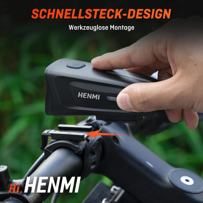 Світлодіодний передній велосипедний ліхтар HENMI, передній велосипедний ліхтар, схвалений StVZO, акумуляторний USB-ліхтар для велосипеда з індикатором слабкого заряду батареї та 2/3 режимами освітлення, водонепроникний IPX5 та безвідблискний велосипедний