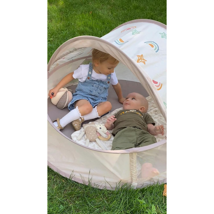 Пляжний намет, Дитячий намет 2 в 1 із захистом від ультрафіолету, 0-24 місяці, Максимальний захист від ультрафіолету UPF50, Фільтровані ультрафіолетові промені, Вентиляція 360, Москітна сітка, Місткий, Система розкладання, Сумка для перенесення, BreezyNes