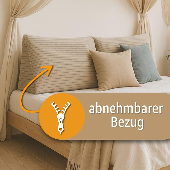 Клиноподібна подушка, подушка для спини, вельветова подушка, ширина 70 см - подушка для читання для ліжка, дивана та кушетки, велика подушка для дивана, настінна подушка, подушка для дивана, подушка для читання, опорна подушка для спинки, світло-сіра, шир