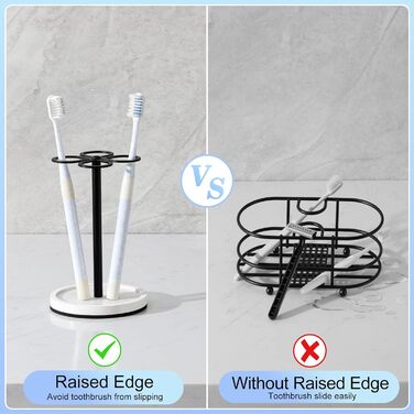 Тримач для зубних щіток Luxspire, підставка для зубних щіток на 4 відділення, тримач для зубних щіток з нержавіючої сталі з основою з діатомової землі, тримач для зубних щіток для ванної кімнати, дому, туалетного столика для готелю, матовий чорний