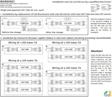 Світлодіодна трубка 120 см, нейтрально-біла (4000 K), 1850 люмен, T8, G13-18W (замінює 36W), включаючи стартер, люмінесцентну лампу LED-TUBE з неоновою трубкою, 5 шт.