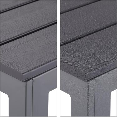 Садовий стіл Relaxdays, HBT 74 x 78 x 78 см, балконний стіл, імітація дерева, пластик, сталь, квадратний стіл для патіо, сірий