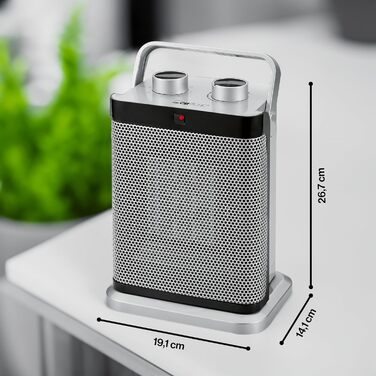 Тепловентилятор Clatronic Портативний та компактний вентилятор 2 режими нагріву (1500/2000 Вт) Керамічний вентилятор Коливальний Ручка для перенесення 7 режимів Портативний обігрівач HL 3631