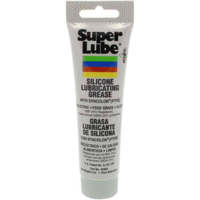 Super Lube 92003 силіконова мастильна паста з PTFE, туба 3 унції (85 г), напівпрозора біла, універсальна змазка з тефлоном, США