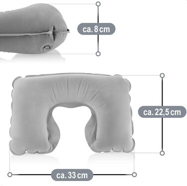 Надувна подушка для шиї com-four 2 шт. - практична подушка для шиї для надування - ідеальна подушка для подорожей у літаку, поїзді та автобусі (сіра)