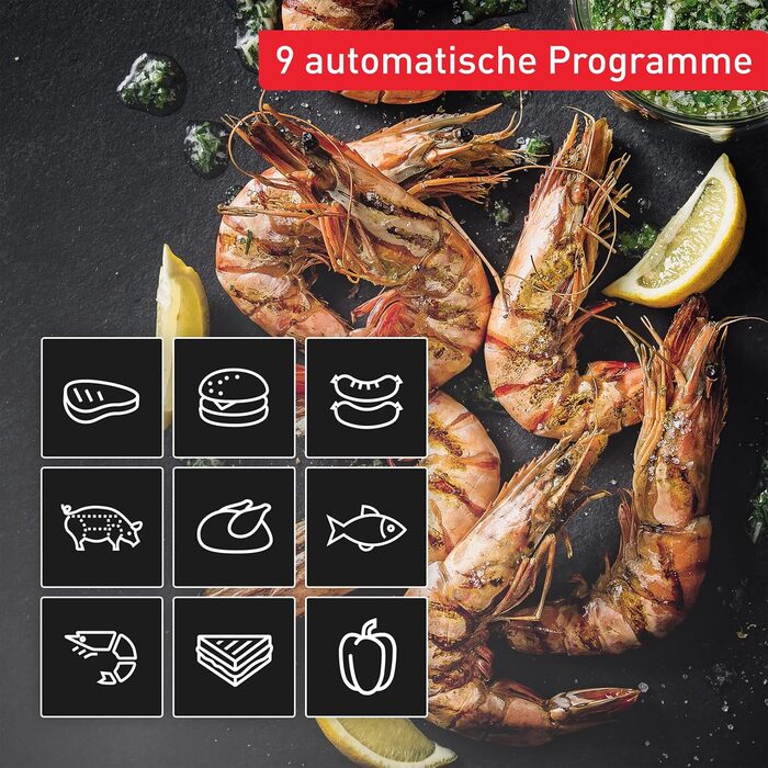 Контактний гриль Tefal OptiGrill 4-в-1 Tipp-Kick Edition, гриль/барбекю/духовка/повноцінний обід, 9 автоматичних програм, включаючи деко для випікання та гру Tipp-Kick, Silver, GC774D.TK