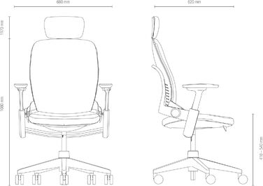 Ергономічне офісне крісло Steelcase Leap з поперековою опорою LiveBack та гнучкою S-подібною спинкою, колір чорний онікс, 62 x 68 x 100 см, без підголівника