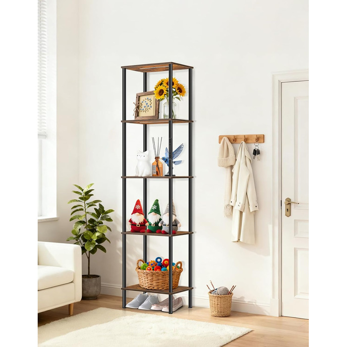 Торшер з полицею, світлодіодний світильник з регульованою яскравістю, 3 колірні температури, сенсорне та дистанційне керування, книжкова полиця з підсвічуванням, дерев&39яна окремостояча полиця, сучасний дизайн для вітальні, спальні, офісу (колір рустик-к