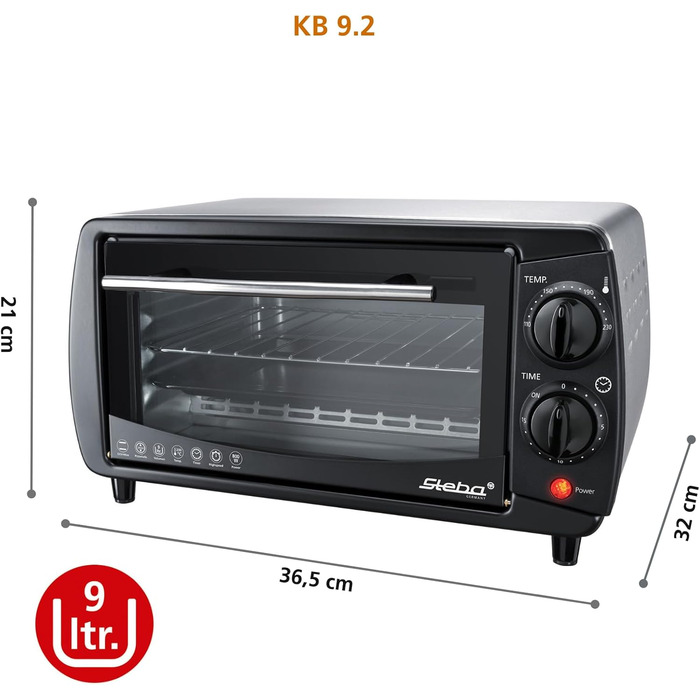 Міні-піч Steba, 9 літрів, корпус з матової нержавіючої сталі, регулятор температури до 230C, глибина піци до Ø 24.0 см, 800 Вт, KB 9.2