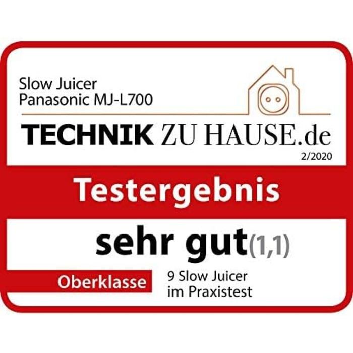 Повільна соковижималка Panasonic MJ-L700KXE, електричний прес для фруктів, вичавлювання соку з цілих фруктів і овочів, отвір 75 мм, тонкий дизайн, безпечний і практичний, чорний, матовий чорний одинарний