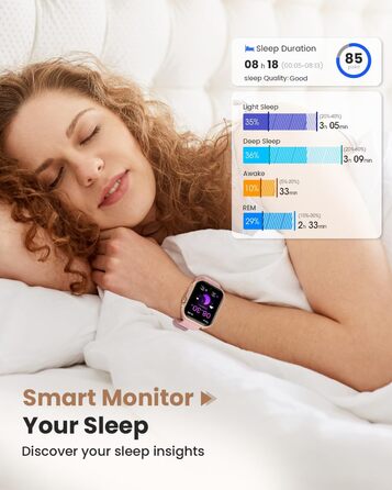 Жіночий смарт-годинник Sanorum з акумулятором 1000 мАг, фітнес-годинник AMOLED 1,85 дюйма з функцією телефону/водонепроникність 5 атм/120 спортивних режимів/пульс/SpO2/кров&39яний тиск, смарт-годинник для Android та iOS, рожеве золото