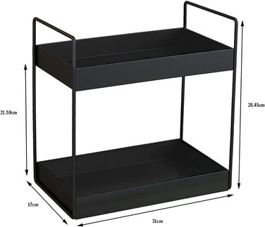 Рівнева кухонна полиця для спецій, полиця для душу, стільниця для ванної кімнати під шафою, органайзер, лоток для туалетного столика, зберігання косметики та макіяжу, чорний колір, 2-