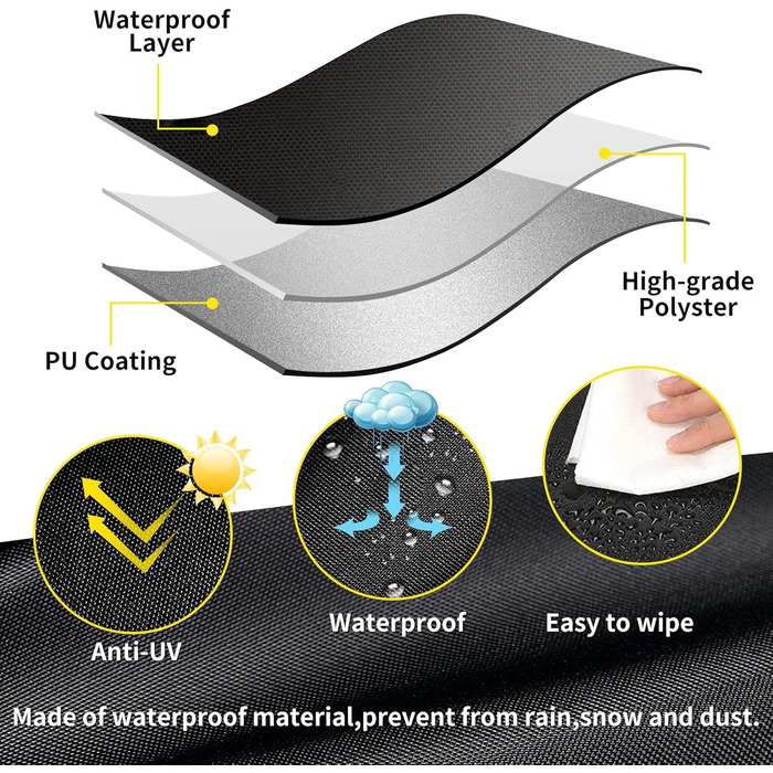 Чохли для садових меблів водонепроникні, 170x90x90cm/LxWxH Чохол для вуличних меблів для патіо, тканина 600D Oxford, Чохол для садового столу, вітрозахисний, стійкий до ультрафіолету, Чохли для меблів з ротанга, прямокутні