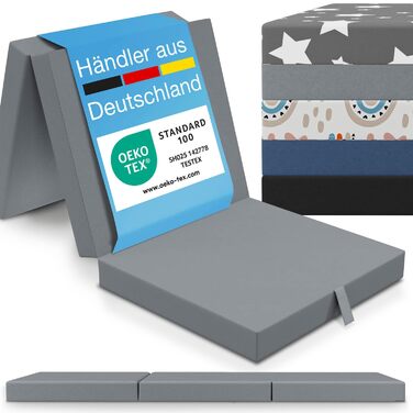 Складаний матрац ELONEO 65x195 см, висота 9 см, складний дитячий матрац, складний гостьовий матрац, складний матрац, дорожній матрац для дітей та дорослих для подорожей та кемпінгу, сірий