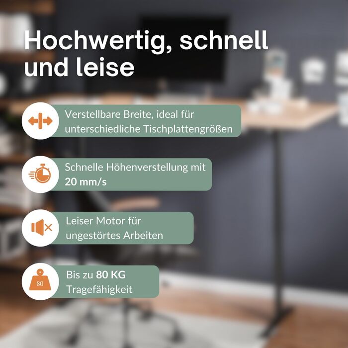 Електричний каркас столу Planetmbel з регульованою висотою та функцією пам&39яті, вантажопідйомність до 80 кг, чорний