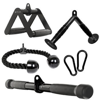 Мільярдів трицепсів, тросовий тренажер для тяги, аксесуар для силових тренувань, V-подібний хват з обертанням, тренажер для трицепсів, тросовий тренажер для тяги, фітнес-набір, сталь, чорний, 5