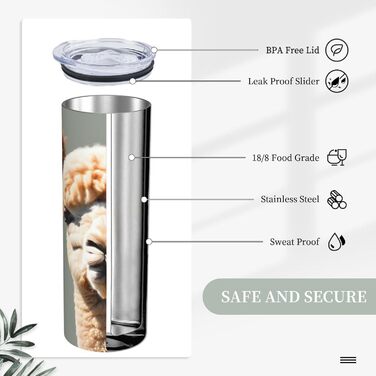 Кухоль з прямою трубочкою, дизайн альпаки-аватара, друкований, дорожній кухоль, підходить для кемпінгу, офісу та дому, 590 мл