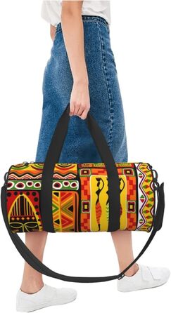 Спортивна сумка, дорожня сумка, сумка для подорожей, африканський смугастий принт, сумка на нічліг, чорна, універсальний розмір