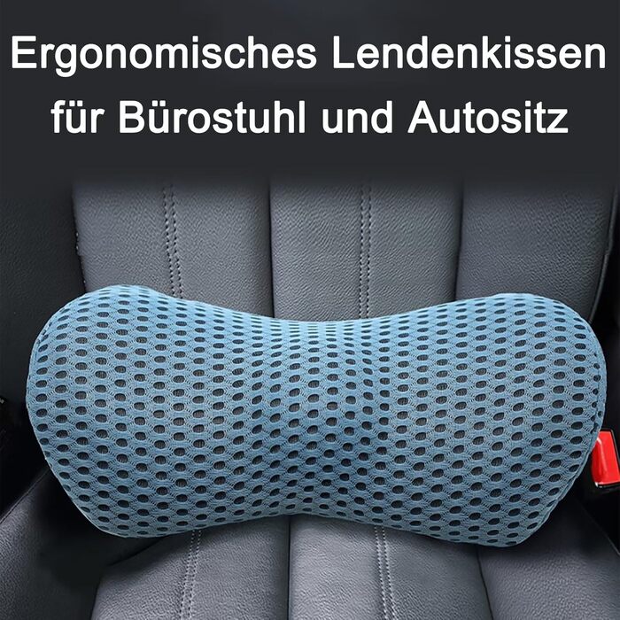 Поперекова опорна подушка, ергономічна спинна подушка, поперекова подушка з піни з пам&39яттю форми для автомобіля, зручна спинна опорна подушка для зняття тиску, спинка для ліжка/крісла/автомобільного сидіння/офісного крісла (синя)