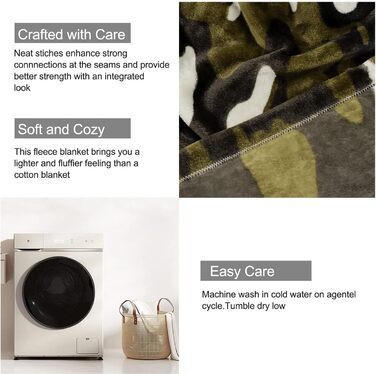 Камуфляжна плюшева ковдра, армійська ковдра, м&39які та теплі подарунки для чоловіків та хлопчиків, 150 x 200 см, Db-camouflage-01