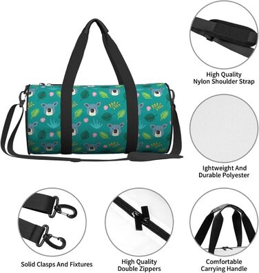 Милий Коала та Тропічні Рослини, Зелена Сумка для Подорожей, Спортивна Сумка, Сумка на Вихідні, Дорожня Сумка, Сумка для Відпочинку, Ручна Подорожня Сумка