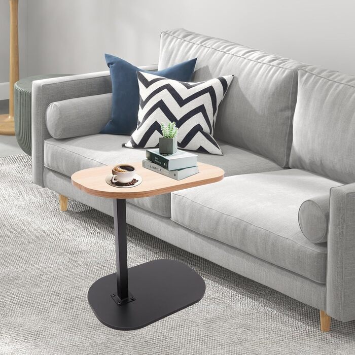 Мобільний письмовий стіл типу C з регульованою висотою 45-80 см, дерев&39яні бічні столики з колесами, C-подібний стіл для ноутбука, журнальний столик, невеликий журнальний столик для вітальні, дивана (дерево)