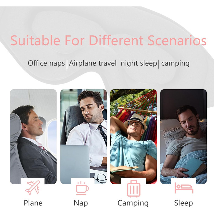 Маска для сну, 100 світлонепроникна маска для сну, 3D накладки на очі з регульованим ремінцем, піна з пам'яттю, нічна пов'язка для