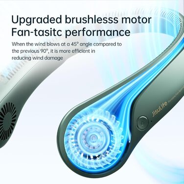 Портативний шийний вентилятор JISULIFE, вентилятор Hands Free без лопатей, персональний вентилятор 4000 мАг з живленням від батареї, настільний вентилятор із живленням від USB, 5 швидкостей - темно-зелений