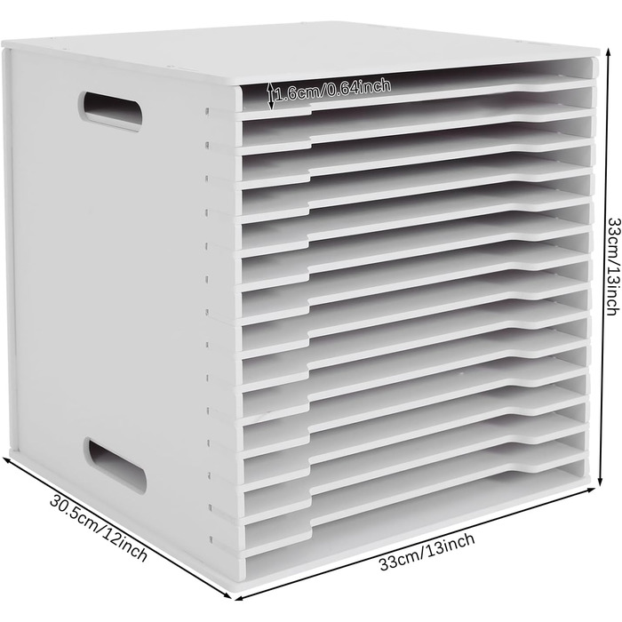 Рівневий органайзер для паперу для скрапбукінгу, настільна стійка для паперу для скрапбукінгу, лоток для листів з ПВХ, тримач для документів, папка для файлів для дому, бібліотеки, офісу, 30,5 x 30,5 см (білий), 15-