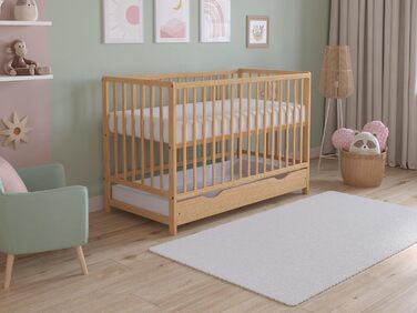 Дитяче ліжко Love For Sleep Asher 120x60 см з матрацом з стьобаної мікрофібри Дитяче ліжко, яке можна трансформувати в юніорське ліжко з великою шухлядою та захистом від падіння, натуральна сосна