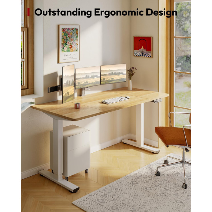 Письмовий стіл з регульованою висотою 18080 см Електричний стіл для роботи стоячи з подвійним двигуном, надзвичайно стабільною рамою та функцією пам&39яті (білийклен) 180 x 80 см клен