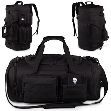 Тактична спортивна сумка для чоловіків, велика спортивна дорожня сумка 3-в-1 об&39ємом 70 літрів з відділенням для взуття, водонепроникний дорожній рюкзак для чоловіків та жінок, сумка для вихідних та ночівлі з відділенням для вологих речей. Розмір Чорний