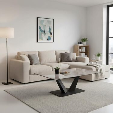 Журнальний столик Stella Trading Gisele з керамічною поверхнею та металевим каркасом, антрацит - високоякісний диванний столик для вашої вітальні - 120 x 40 x 80 см (Ш/В/Г)