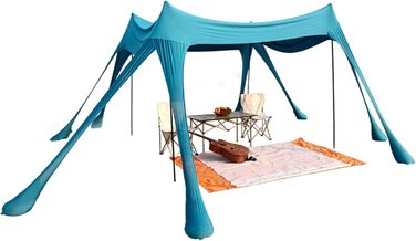 Пляжний намет, сонцезахисний намет для пляжу, великий намет від сонця для вулиці на 6-8 осіб, захист від ультрафіолету для кемпінгу на пляжі, риболовлі та пікніків (синій)