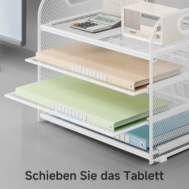 Органайзер для столу VITVITI, 4-ярусний лоток для листів, штабелювані тримачі для файлів, лотки з ручками, канцелярське приладдя для документів A4, паперу, книг, журналів (білий)