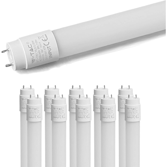 Світлодіодні трубки 150 см, холодний білий (6500 K), 3000 люмен, T8, G13-24W (замінює 58W), включно зі стартером, люмінесцентними лампами LED-TUBE, неоновими трубками, трубковою лампою, упаковка 10 шт.