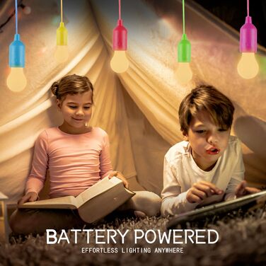 Набір із 7 світлодіодних лампочок на шнурку, лампочки для намету на батарейках, портативний світлодіодний ліхтар теплого білого кольору 3000K для використання в приміщенні та на вулиці, для надзвичайних ситуацій, кемпінгу, декору та вечірок.