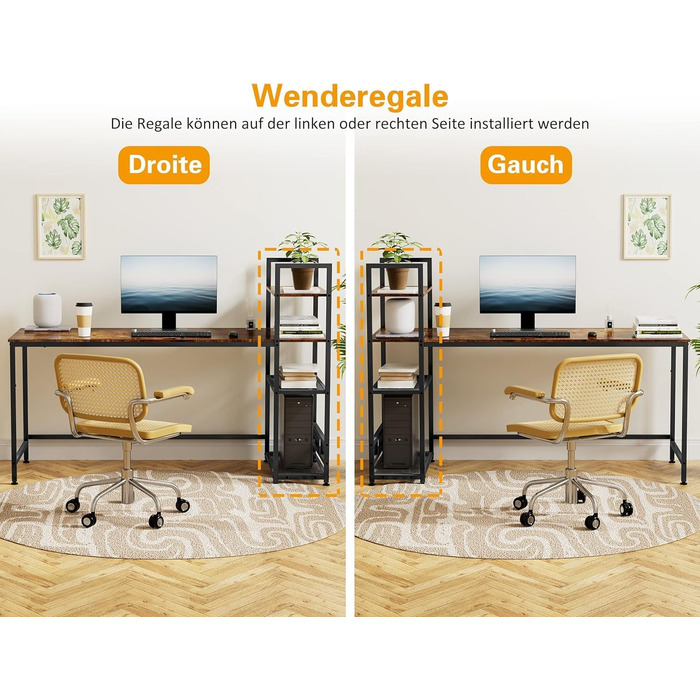 Письмовий стіл HOMIDEC, комп'ютерний стіл з книжковою полицею, навчальний комп'ютерний стіл для ноутбука з 4-х ярусними полицями д