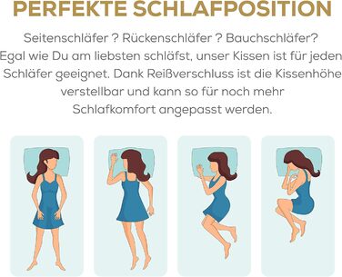 Подушка Sleep Moon &quotМаленький принц&quot від алергії з натурального волокна 80x80 см - Гіпоалергенна подушка з наповнювачем з фіброзних кульок - Бавовняна подушка 80x80 - Можна прати при температурі до 60 градусів. Зроблено в Німеччині.