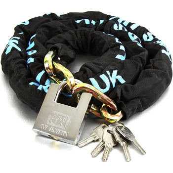 Замок для мотоцикла H&S Chain Lock - 10 мм x 2 м - Замок з 5 ключами - Велосипедні замки. Сталевий ланцюг для велосипедного замка - Велосипедний замок з ключем - Ланцюг безпеки для електровелосипеда, діаметр 10 мм x довжина 2000 мм.