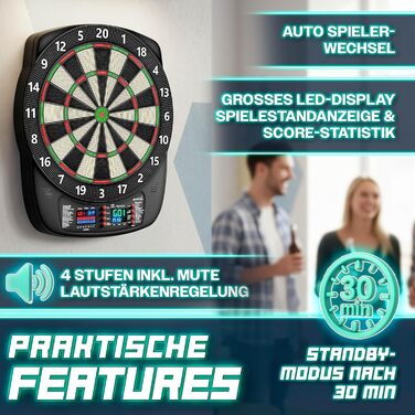 Професійний набір електронної мішені для дартсу з 12 дротиками 24 професійними стрілками 100 наконечниками для дротиків та аксесуарами Електронний автомат для дартсу для 1-8 гравців з 427 варіаціями Електронна мішень для дартсу зі світлодіодним дисплеєм