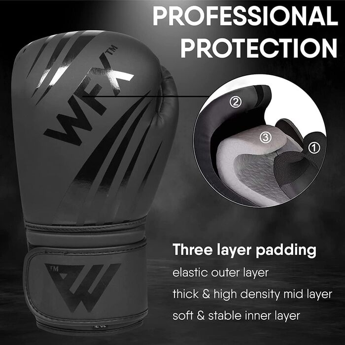 Шкіряні боксерські рукавички WFX, професійні, MMA, спаринг, кікбоксинг, боксерська груша, тренувальні, муай-тай, 355 г
