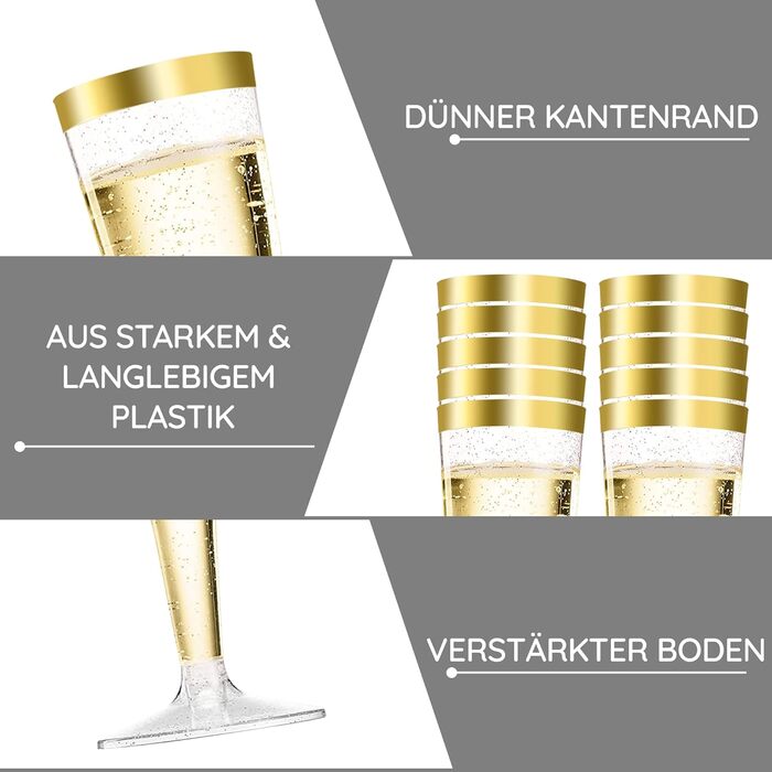 Набір келихів для шампанського LStex 60 шт. пластикові з золотим блиском Набір келихів для вина Підходить для весільних вечірок та