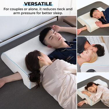 Подушка для сну MAGIC SELECT для пари, з піни з ефектом пам&39яті. Ергономічна подушка з кишенею для тих, хто спить на боці. Чохол з поліестеру, який можна прати, з вирізом ліворуч. Подушка для одного або двох осіб. A7453