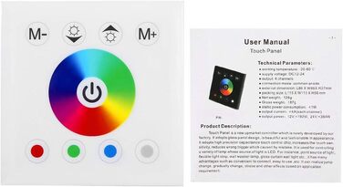 Сенсорна панель настінна сенсорна панель, контролер світлодіодної стрічки та пульт дистанційного керування з постійним струмом 12-24 В для світлодіодної стрічки зі зміною кольору RGB/RGBW/RGB CCT (білий)
