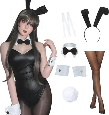 Костюм Жінки Bunny Senpai Косплей Мей Сакурадзіма Костюм Боді XXL Чорний