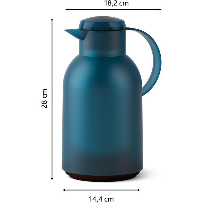 Ізольований глечик Emsa Samba, місткість 1,5 літра, застібка Quick Press, 100 герметичний, зберігає напої гарячими протягом 12 годин і холодними протягом 24 годин, зі скляною підкладкою, зроблено в Німеччині, напівпрозорий/океанський блакитний, N4012000 1