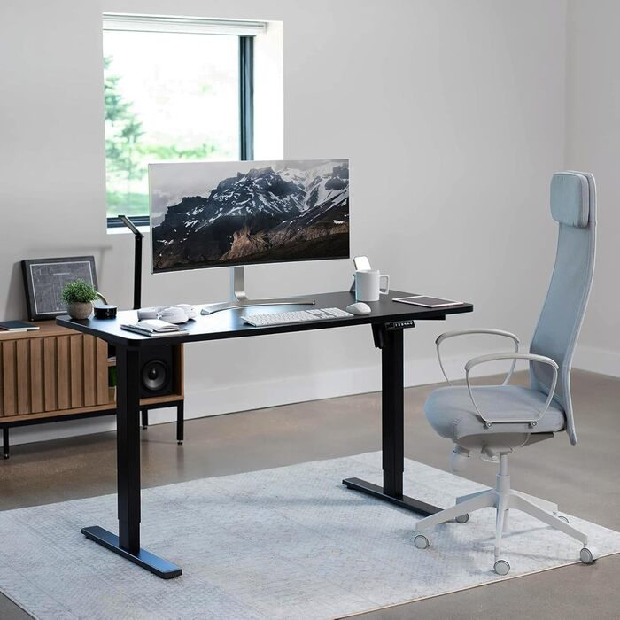 Електричний комп&39ютерний стіл DeHong 120x60 см з регулюванням висоти, електрична вертикальна робоча станція, ігровий стіл, стіл з 4 пресетами пам&39яті, плата з&39єднання, чорний
